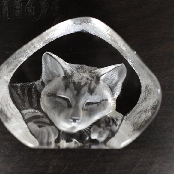 Sleeping Cat Crystal Paperweight - Picture 4 of 4